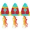 Mini Rocket Ship Pull Piñatas for Outer Space Party (8 x 5.9 x 2.5 In, 3 Pack)
